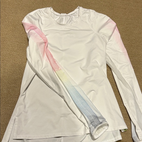 Lucky in Love Tops - Lucky in Love White Long Sleeve Top with Gradient Accents